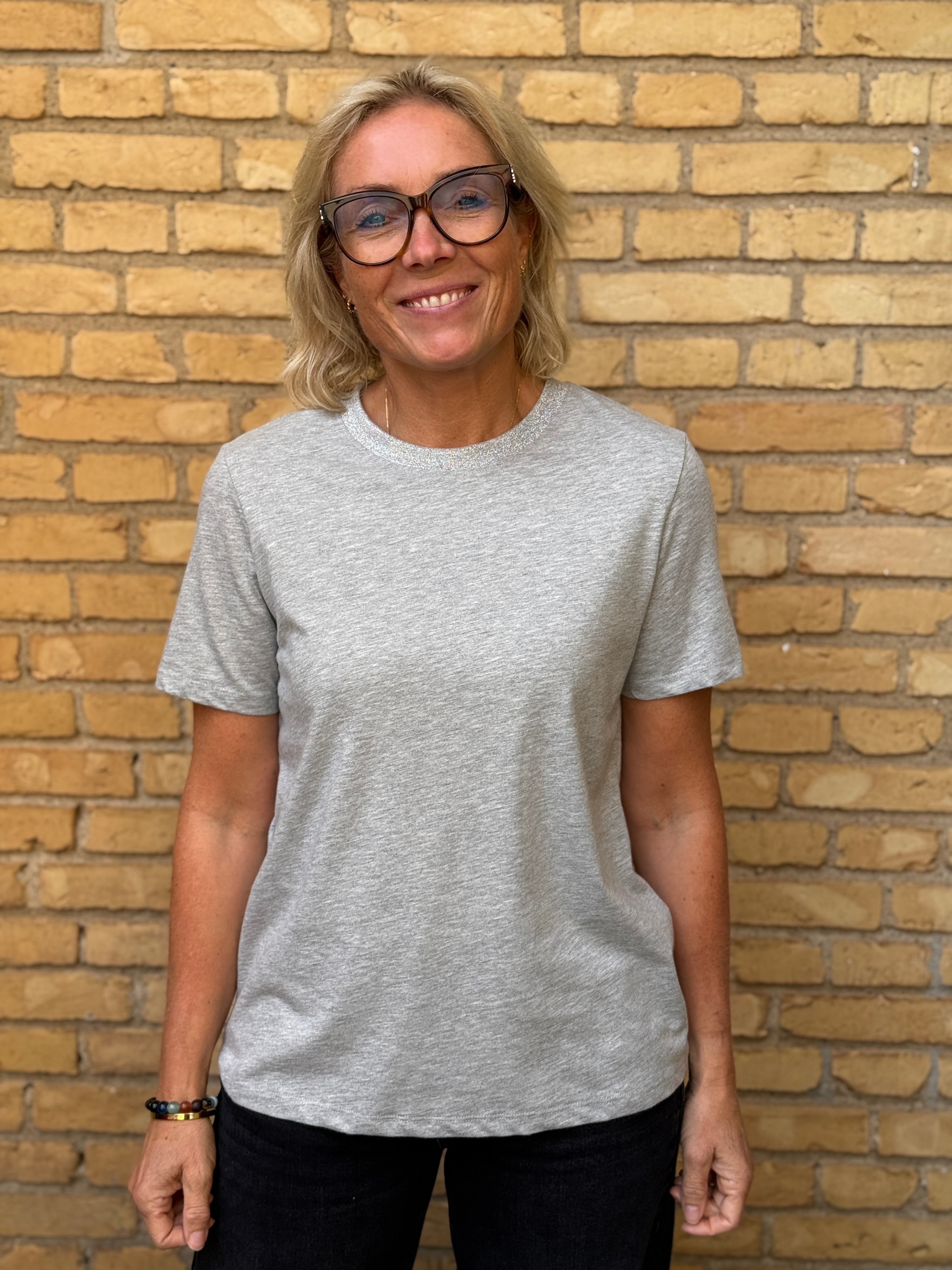 PCRIA T-shirt - Glitter x Light Grey